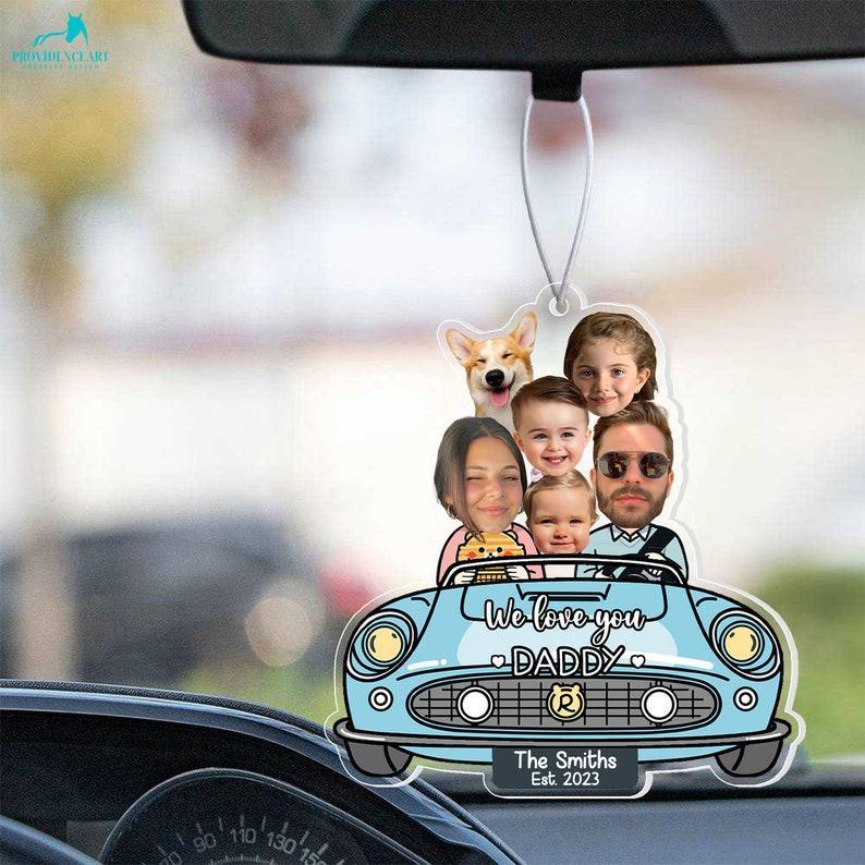 Custom Photo Drive Safe Daddy Ornament for Car, Personalized Birthday Gift Idea for Daddy, Customized Funny Baby Picture Acrylic Hanger - NameNecklaceAU