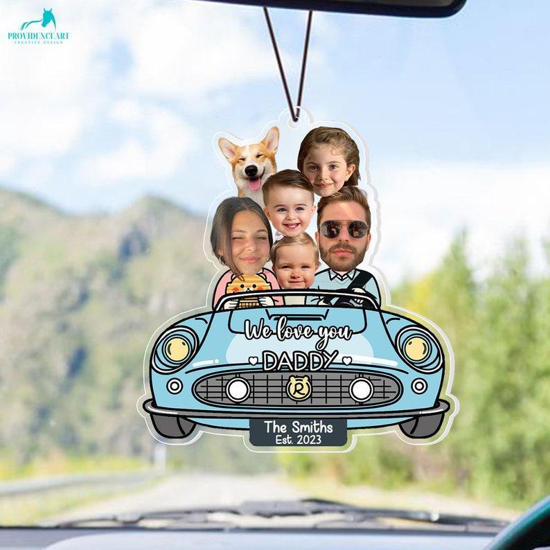 Custom Photo Drive Safe Daddy Ornament for Car, Personalized Birthday Gift Idea for Daddy, Customized Funny Baby Picture Acrylic Hanger - NameNecklaceAU