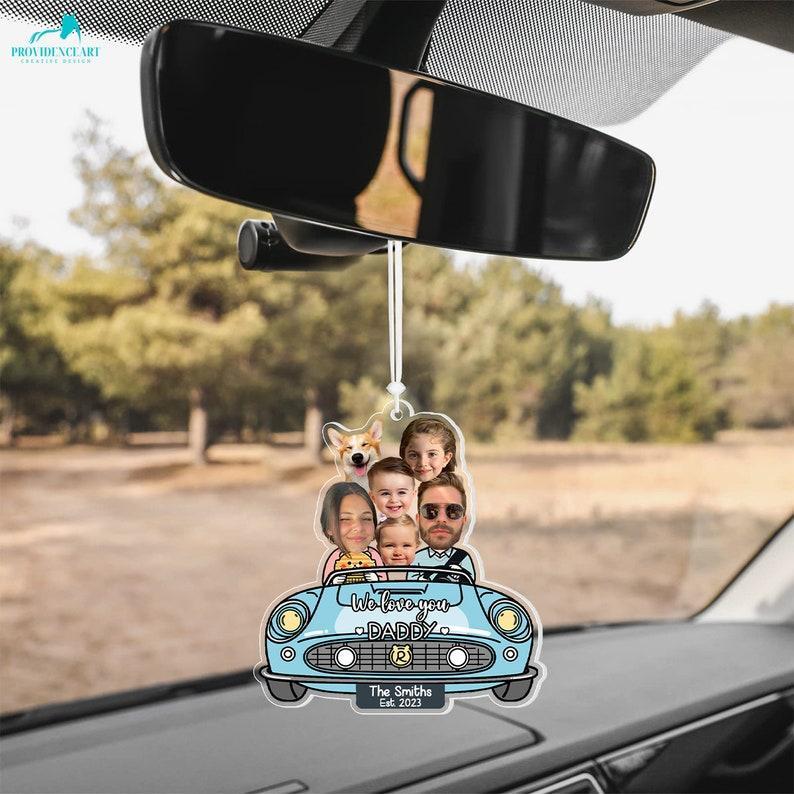 Custom Photo Drive Safe Daddy Ornament for Car, Personalized Birthday Gift Idea for Daddy, Customized Funny Baby Picture Acrylic Hanger - NameNecklaceAU