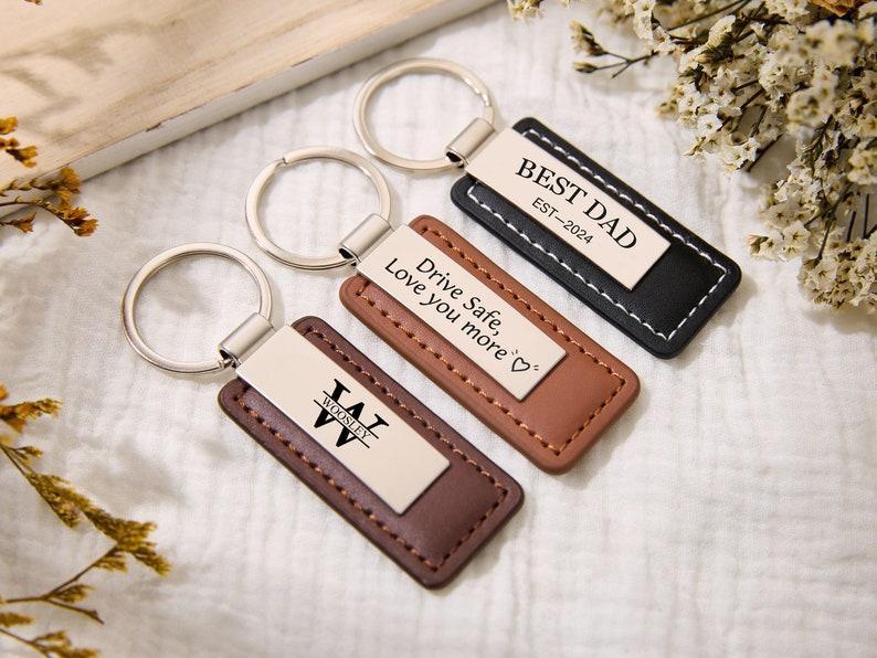Personalized Metal Keychain,Drive Safe Keychain, Custom Engraved Stainless Steel Keychain,Gift for Dad, Brother, Grandpa, Stepfather, Him - NameNecklaceAU