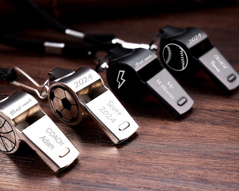 Personalised Whistle with Engraving, Custom Sport Gift for Football Basketball Volleyball Soccer Baseball Coach, Teacher Appreciation Gift - NameNecklaceAU