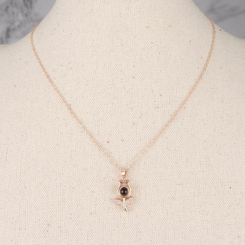 Custom Rose Projection Necklace, Memorial Necklace ,Personalized Memorial Photo Pendant,Picture Necklace,925 Silver Necklace,Gift For Her,N7 - NameNecklaceAU