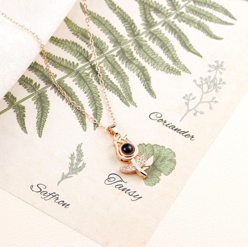Custom Rose Projection Necklace, Memorial Necklace ,Personalized Memorial Photo Pendant,Picture Necklace,925 Silver Necklace,Gift For Her,N7 - NameNecklaceAU