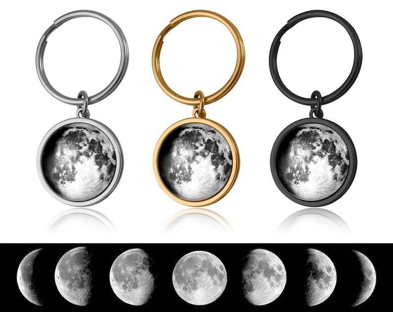 Personalized Date & Moon Phase Keychain Custom Calendar & Moon Keychain Your Special Day Moon Keychain Anniversary Gift - NameNecklaceAU