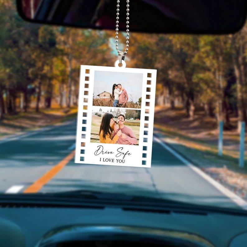 Personalized Photo Car Ornament, Boyfriend Christmas Gifts, Drive Safe Gift, First Car Gift, Valentines Day Gift for Boyfriend, Gift for Him - NameNecklaceAU