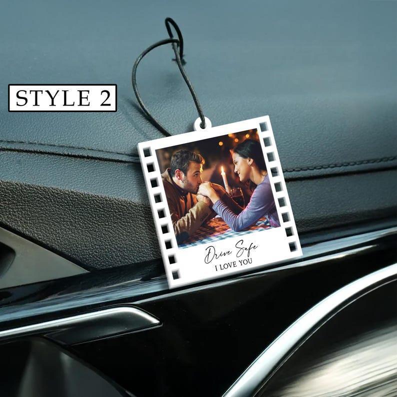 Personalized Photo Car Ornament, Boyfriend Christmas Gifts, Drive Safe Gift, First Car Gift, Valentines Day Gift for Boyfriend, Gift for Him - NameNecklaceAU