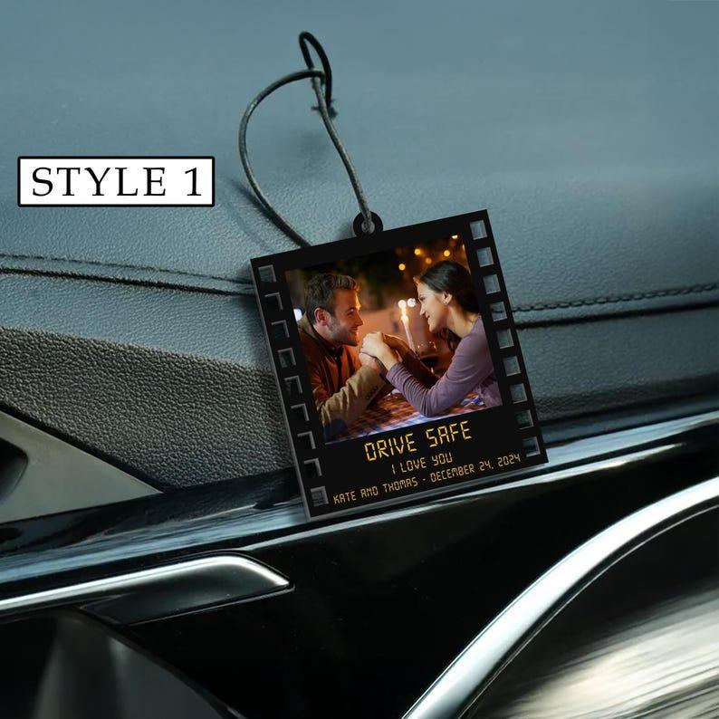 Personalized Photo Car Ornament, Boyfriend Christmas Gifts, Drive Safe Gift, First Car Gift, Valentines Day Gift for Boyfriend, Gift for Him - NameNecklaceAU
