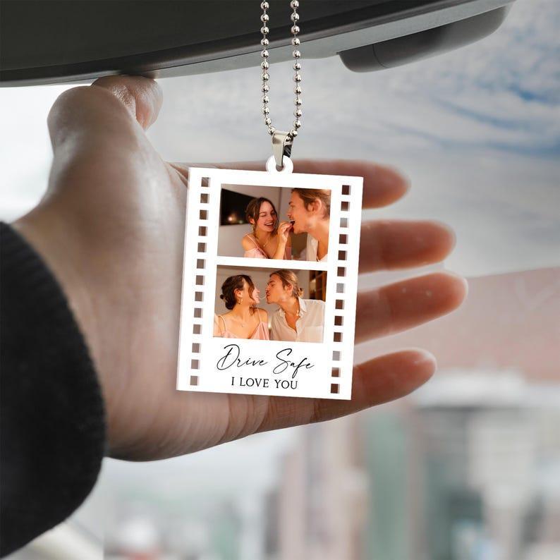 Personalized Photo Car Ornament, Boyfriend Christmas Gifts, Drive Safe Gift, First Car Gift, Valentines Day Gift for Boyfriend, Gift for Him - NameNecklaceAU