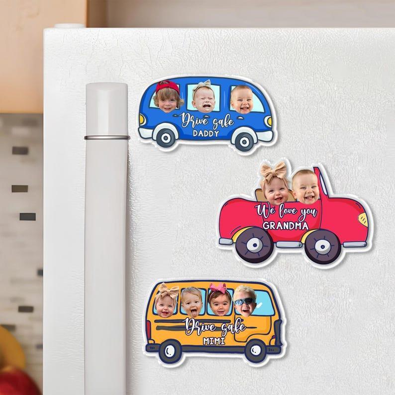 Personalized Father's Day Gifts Custom Baby Face Car Fridge Magnet, Gift For Dad, Funny Photo Drive Car Magnet - NameNecklaceAU