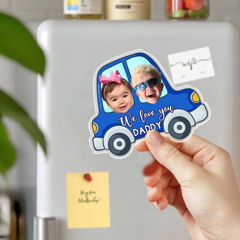 Personalized Father's Day Gifts Custom Baby Face Car Fridge Magnet, Gift For Dad, Funny Photo Drive Car Magnet - NameNecklaceAU