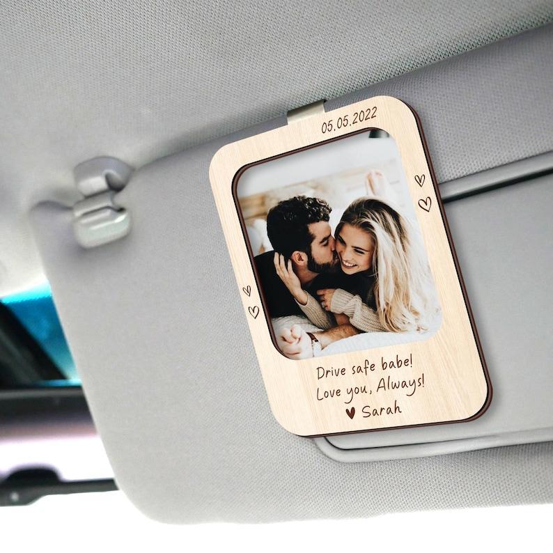 Personalized Car Visor Clip with Custom Photo | Drive Safe Gift | Valentine's Present for Boyfriend | Couple Photo Visor Decor 2025 - NameNecklaceAU