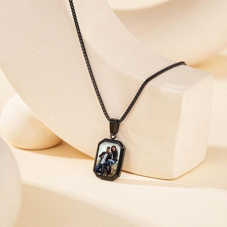 Father's Day Gifts Custom Photo Hidden Heart Magic Necklace Personalized Cold Concealed Photo Necklace Heat Reveal Picture Necklace Gifts for Him - NameNecklaceAU