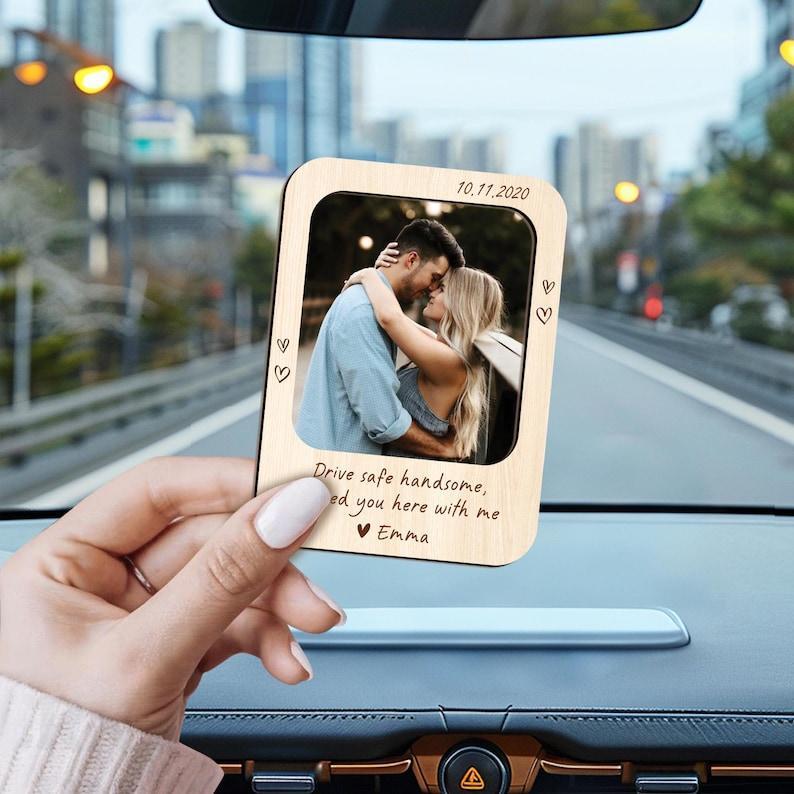 Personalized Car Visor Clip with Custom Photo | Drive Safe Gift | Valentine's Present for Boyfriend | Couple Photo Visor Decor 2025 - NameNecklaceAU