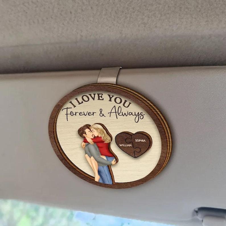 Drive Safe I Love You Kissing Couples, Personalized Custom Shaped Car Visor Clip, Gift For Him, Valentines Gift, Gift for Couples, 2025 Gift - NameNecklaceAU