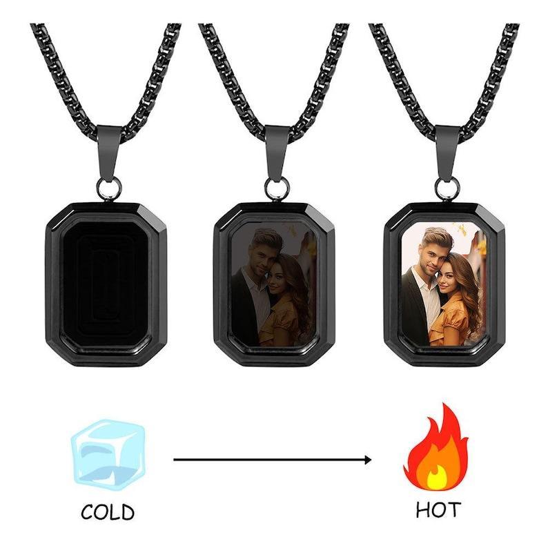 Father's Day Gifts Custom Photo Hidden Heart Magic Necklace Personalized Cold Concealed Photo Necklace Heat Reveal Picture Necklace Gifts for Him - NameNecklaceAU