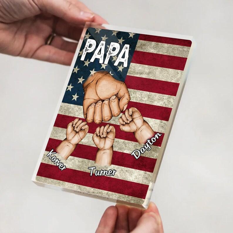 Dad And Kids Personalized Acrylic Block Plaque, Father's Day Gift for Dad, Gift for Husband, Happy Father's Day, Custom Figure Acrylic Block - NameNecklaceAU