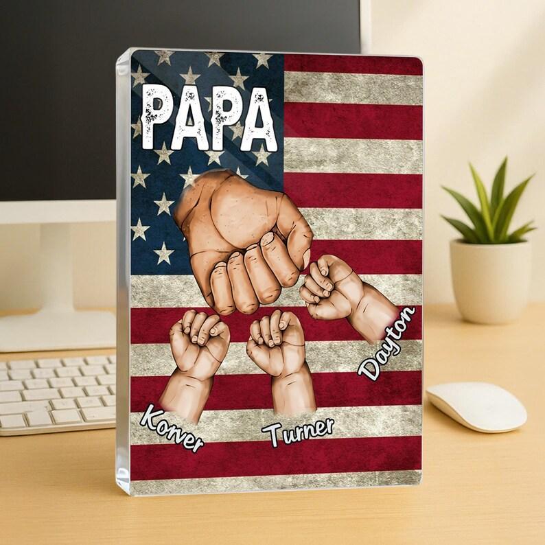 Dad And Kids Personalized Acrylic Block Plaque, Father's Day Gift for Dad, Gift for Husband, Happy Father's Day, Custom Figure Acrylic Block - NameNecklaceAU