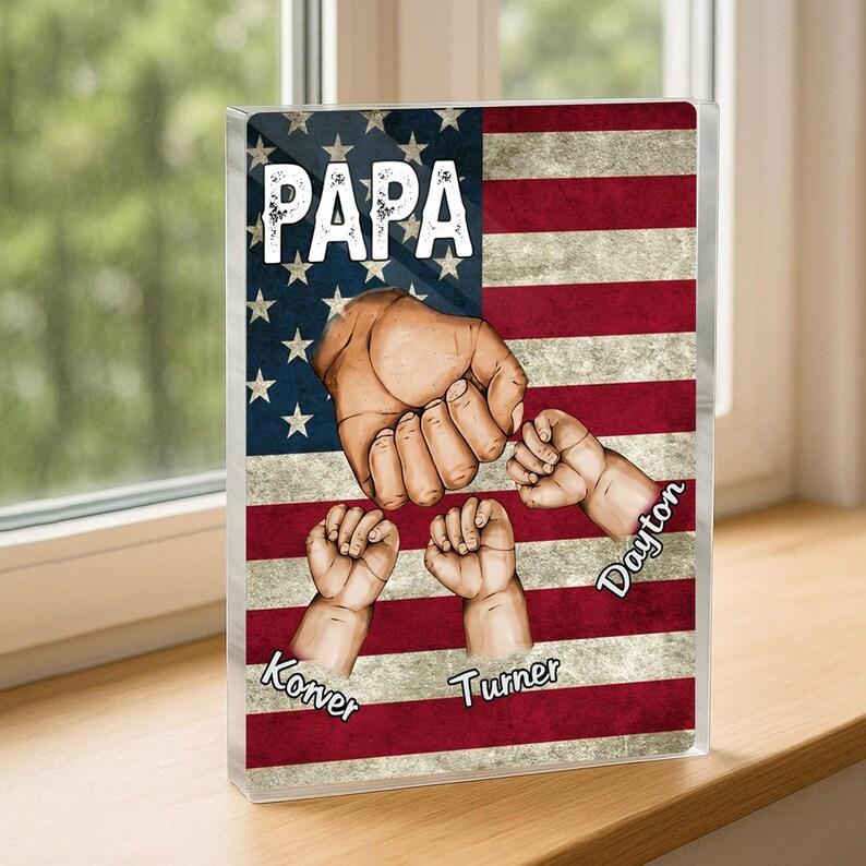 Dad And Kids Personalized Acrylic Block Plaque, Father's Day Gift for Dad, Gift for Husband, Happy Father's Day, Custom Figure Acrylic Block - NameNecklaceAU