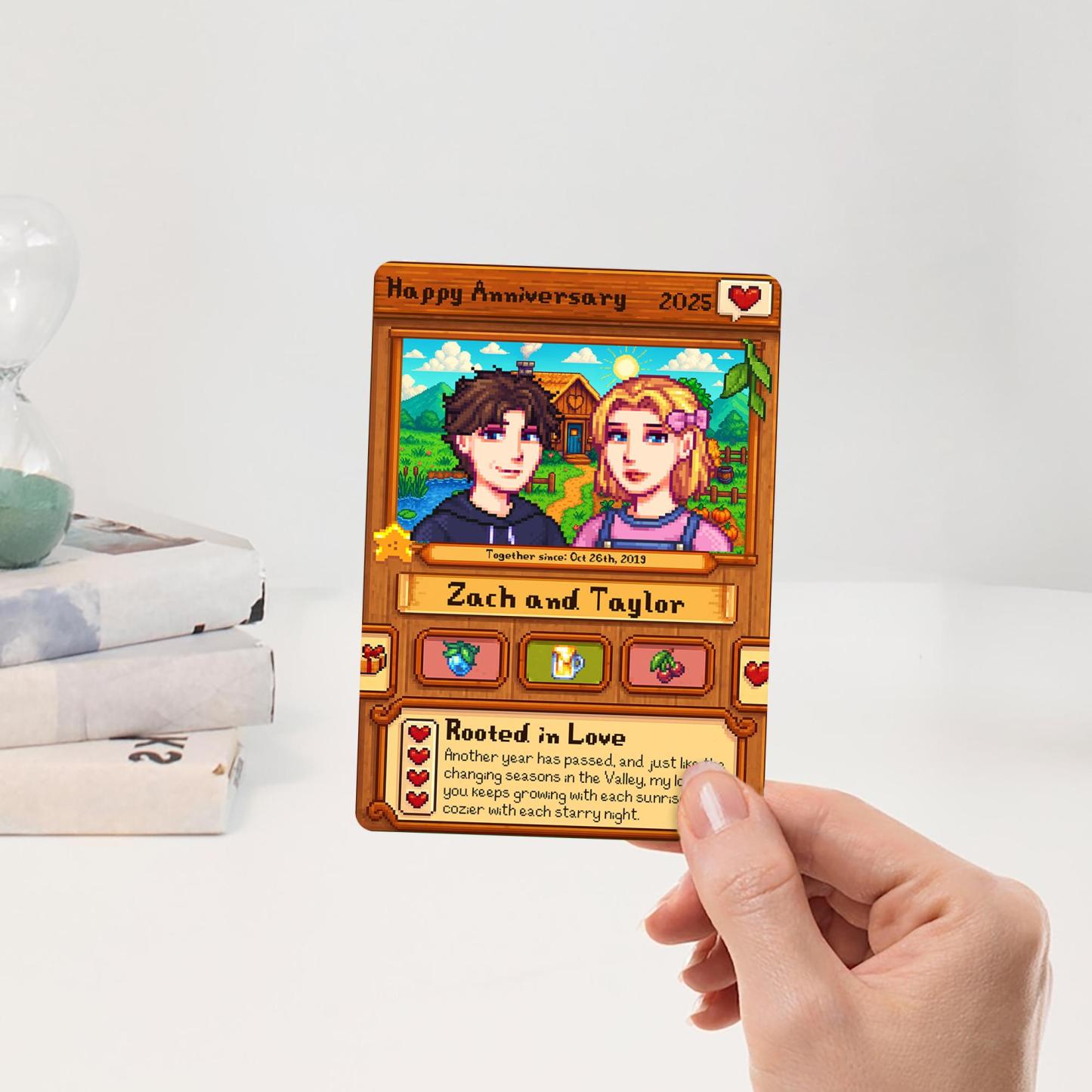 Valentine's Day Gifts Custom Pixel Art Farmer Profile Card  Personalized 8 Bit Style Farming Game Card Retro Pixel Style Character Card Gift for Him - NameNecklaceAU