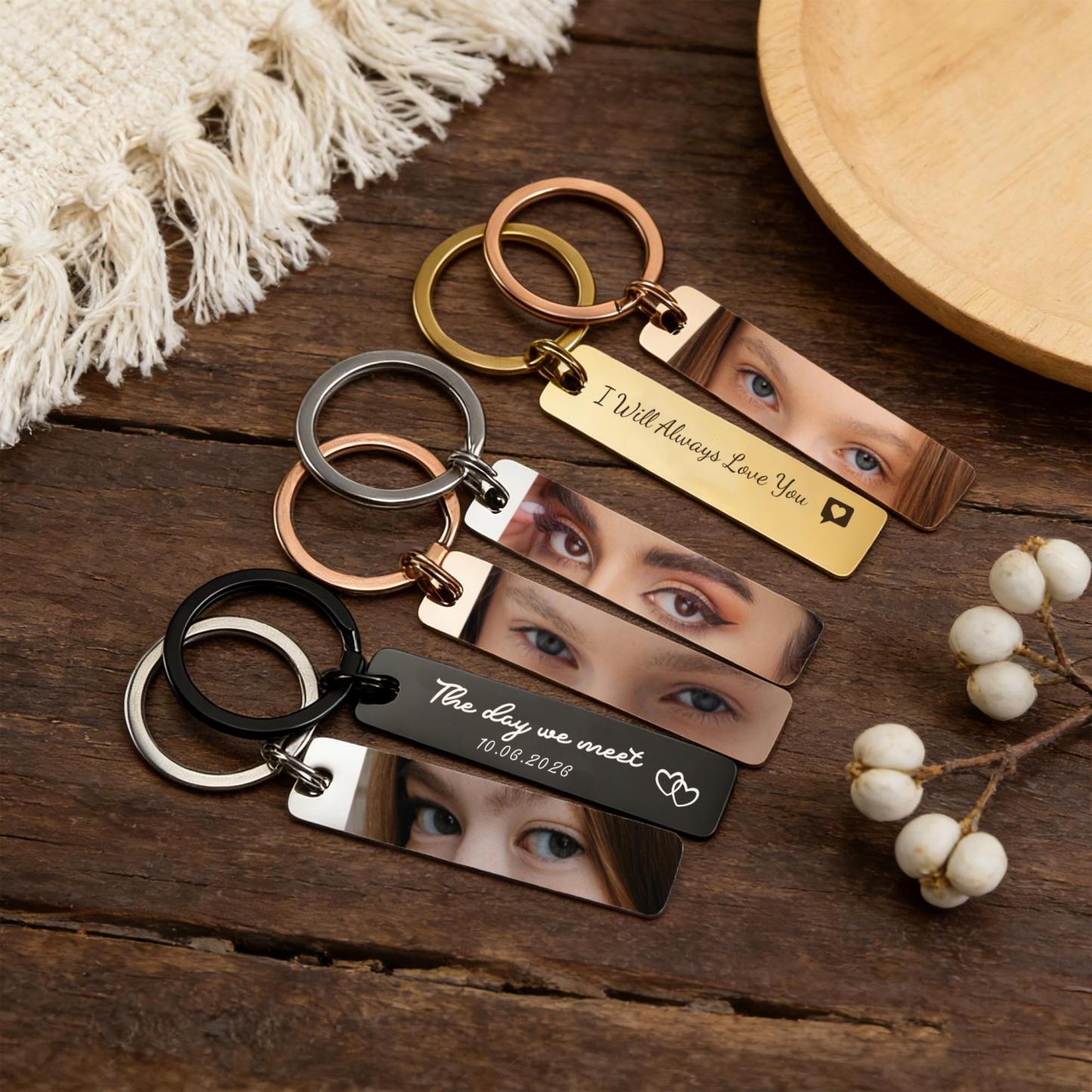 Custom Eye Keychain,Eye Love You Keychain For Him Drive Safe Keyring Romantic Gift For Boyfriend Long Distance Relationship Gift - NameNecklaceAU