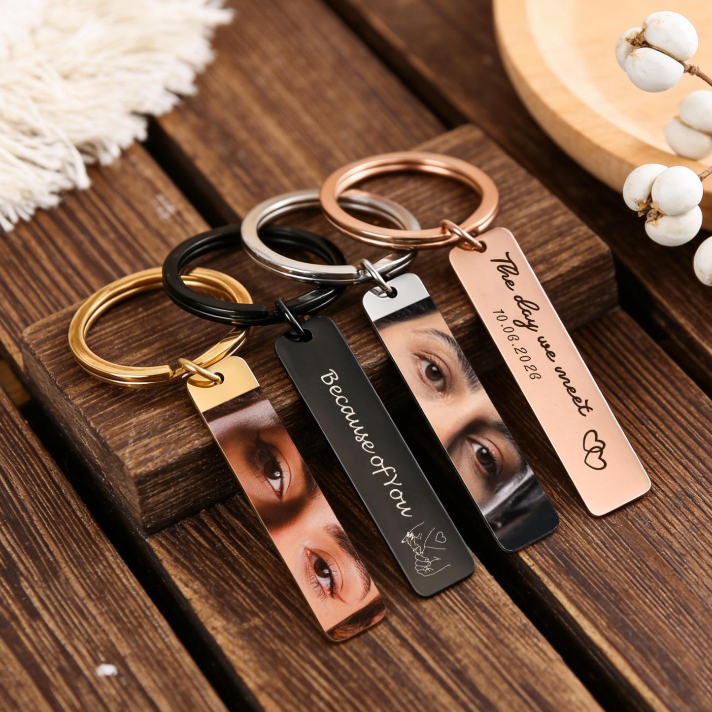 Custom Eye Keychain,Eye Love You Keychain For Him Drive Safe Keyring Romantic Gift For Boyfriend Long Distance Relationship Gift - NameNecklaceAU