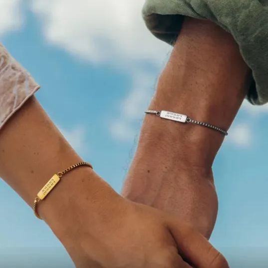 personalized  Gold and silver matching couples bracelet set-matching bracelets for couples  anniversary bracelets custom engraved jewelry