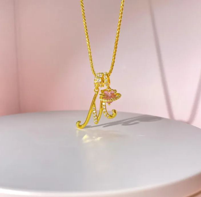 Personalized Diamond Letter Necklace & Custom A–Z Letter Pendant Jewelry Gift for Women