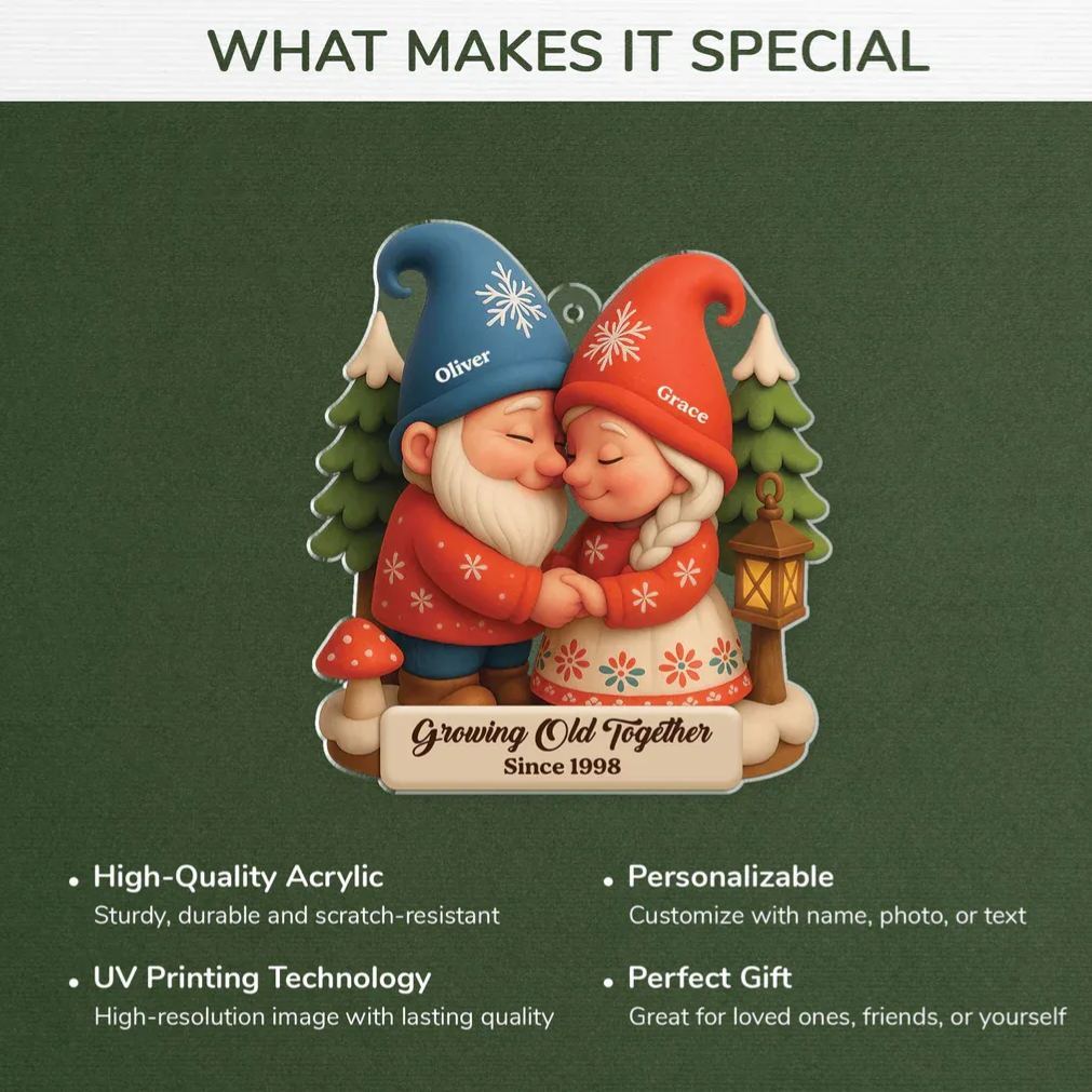 Custom Ornaments - Growing Old Together Since 3D Effect - Personalized Christmas Gifts Christmas Ornaments for Couples Christmas Tree Decoration - NameNecklaceAU