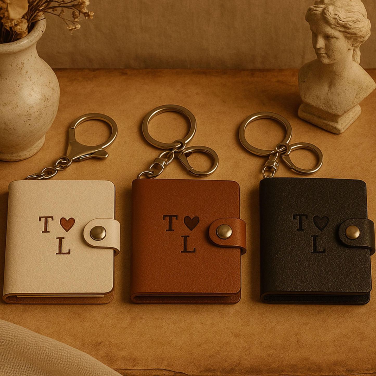 Personalized Leather Mini Photo Album Keychain Custom Photo Album Key Fob Christmas Anniversary Birthday Gift - NameNecklaceAU