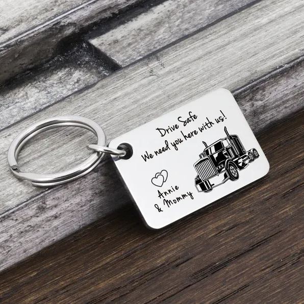 Custom Drive Safe Keychain, Truck Driver Keychain, personalized Trucker Keychain, Drive Safe Daddy Keychain, Gift for Truck Driver Gift for Dad - NameNecklaceAU