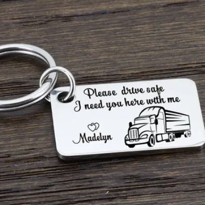 Custom Drive Safe Keychain, Truck Driver Keychain, personalized Trucker Keychain, Drive Safe Daddy Keychain, Gift for Truck Driver Gift for Dad - NameNecklaceAU