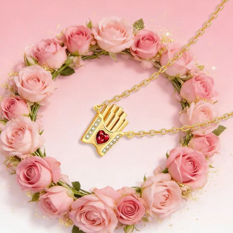 Personalized Sterling Silver French Fries Necklace with Birthstone – Fun Valentine’s Day Gift for Her - NameNecklaceAU