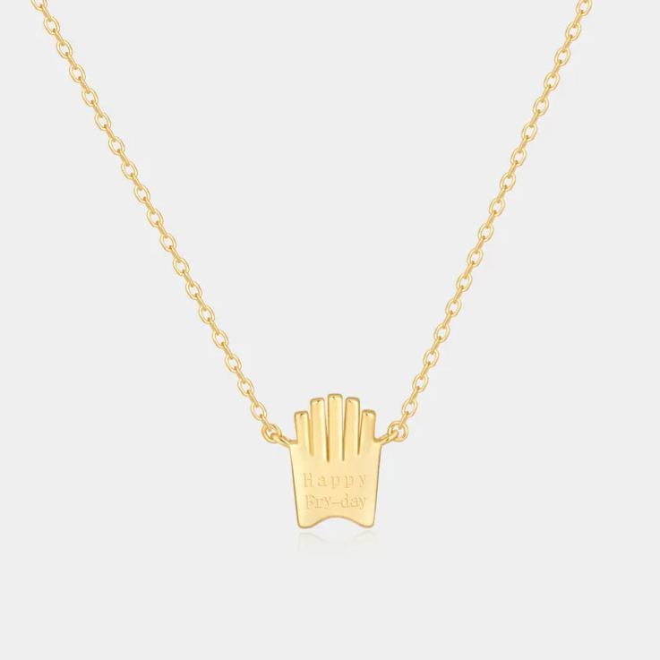 Personalized Sterling Silver French Fries Necklace with Birthstone – Fun Valentine’s Day Gift for Her - NameNecklaceAU