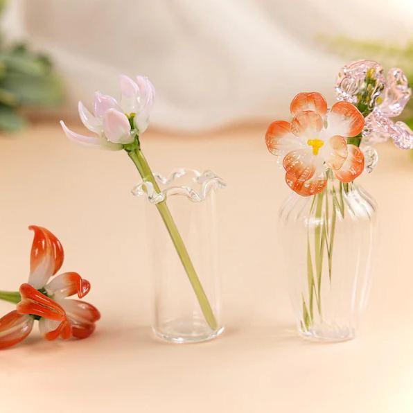 Personalized Glass Birth Flower Bouquet, Mini Floral Gift for Mom, Grandma, Mother’s Day gift - NameNecklaceAU