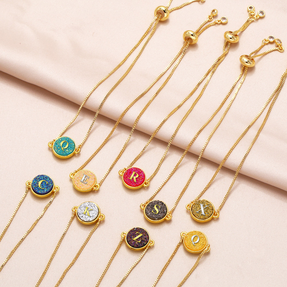 Personalized Glitter Initial Bracelet Custom Colorful Epoxy Resin Letter Charm Bracelet Sparkly Letter Bolo Bracelet Gifts for Her - NameNecklaceAU