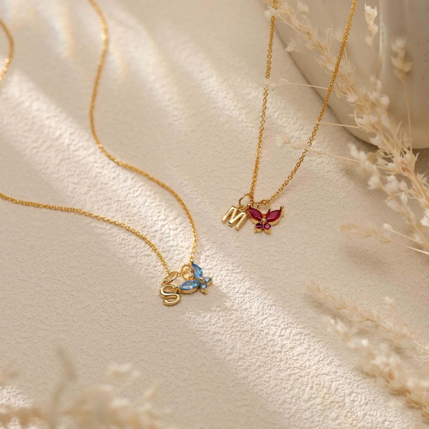 Personalized Butterfly Birthstone Initial Necklace Custom Monogram Jewelry Birthday Gift for Her - NameNecklaceAU