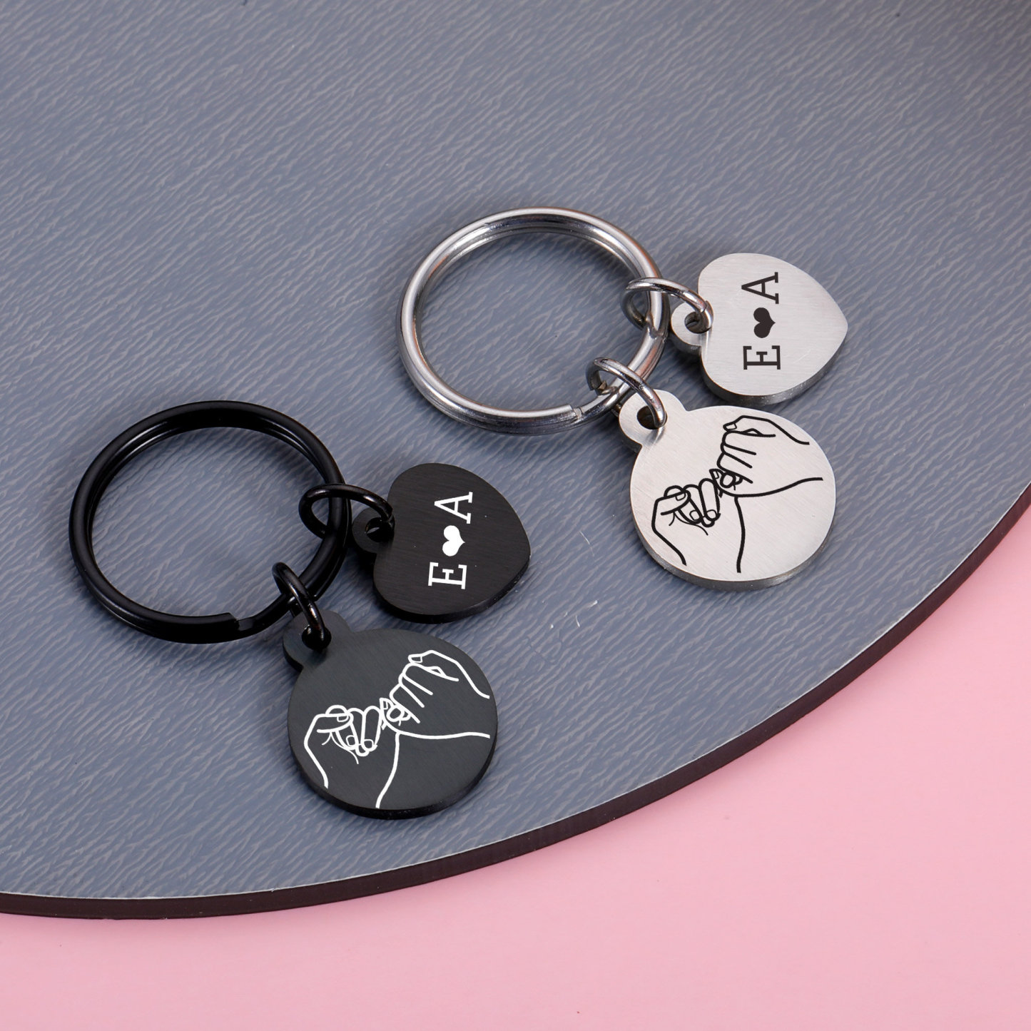 Pinky Promise Keychains Set Personalized Pinky Swear Keyring Matching Best Friend Keychains Anniversary Gift Valentine's Day Gift - NameNecklaceAU
