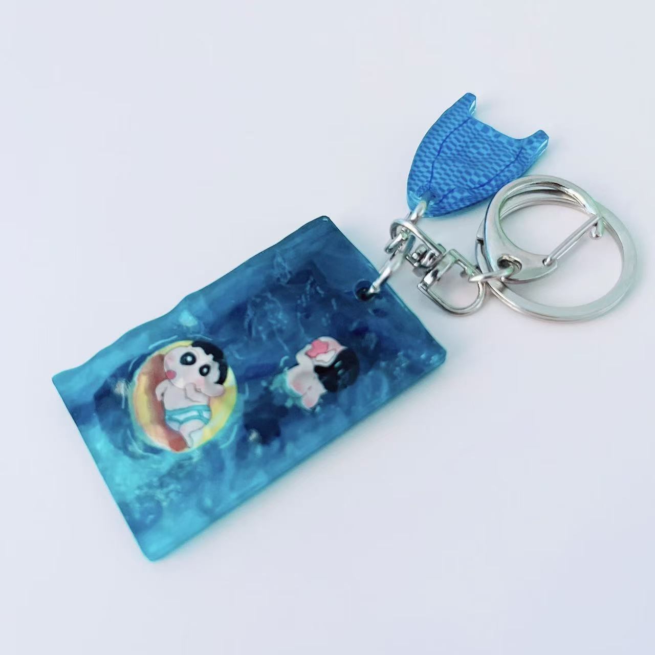 Water Ripple Swimming Pool Keychain Swim Cap Goggles Kickboard Charm Keyring - NameNecklaceAU