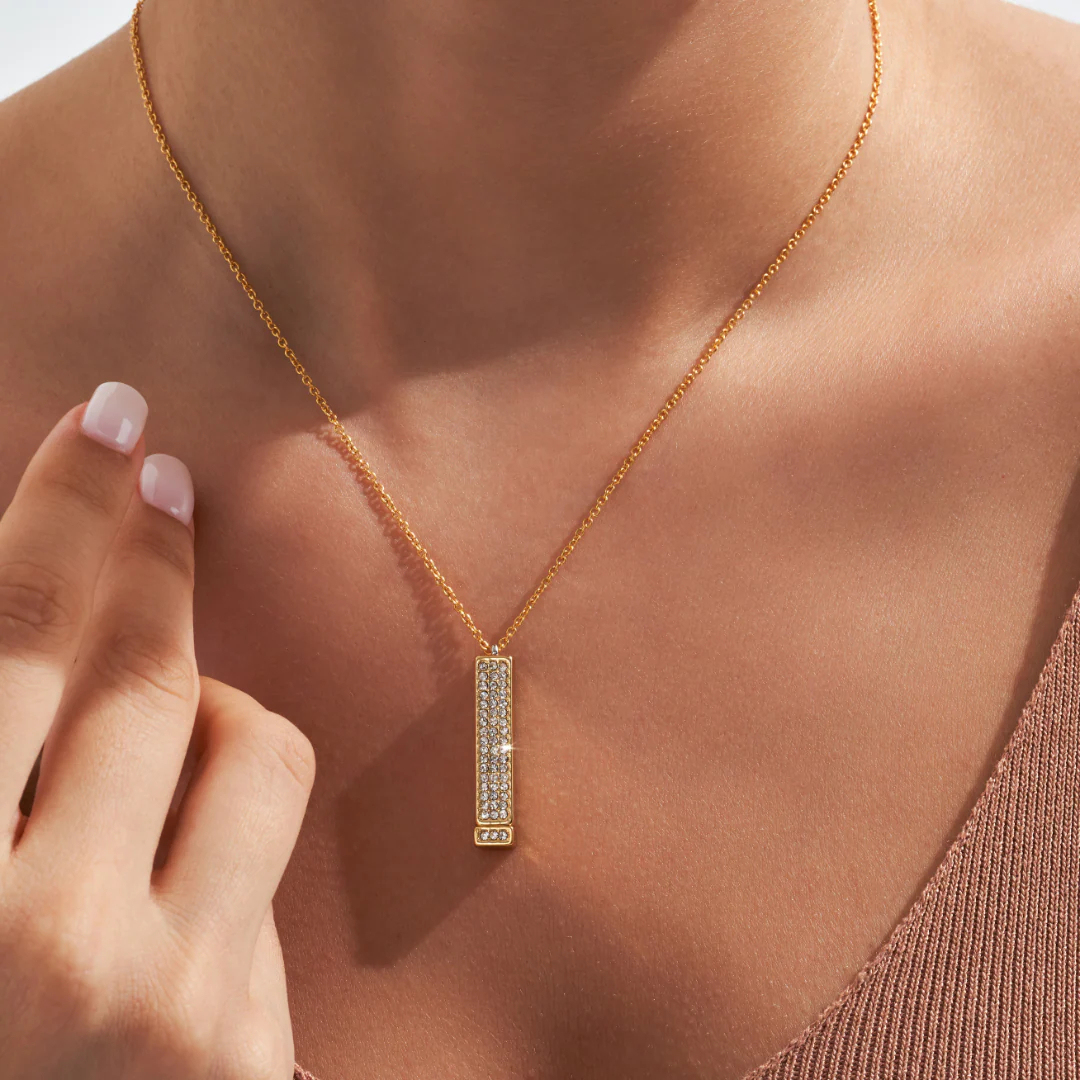Custom Engraved Bar Necklace with Zircon Personalized Vertical Bar Necklace Hide Message Necklace Surprise Gift for Her - NameNecklaceAU