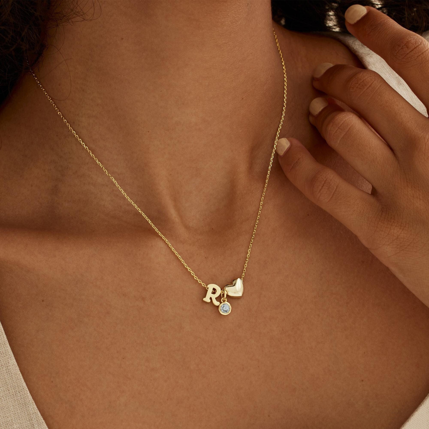 Valentine's Day Gift Custom Birthstone Initial Heart Necklace Personalized Letter and Birthstone Necklace Your Initial My Heart Love Charm Necklace - NameNecklaceAU