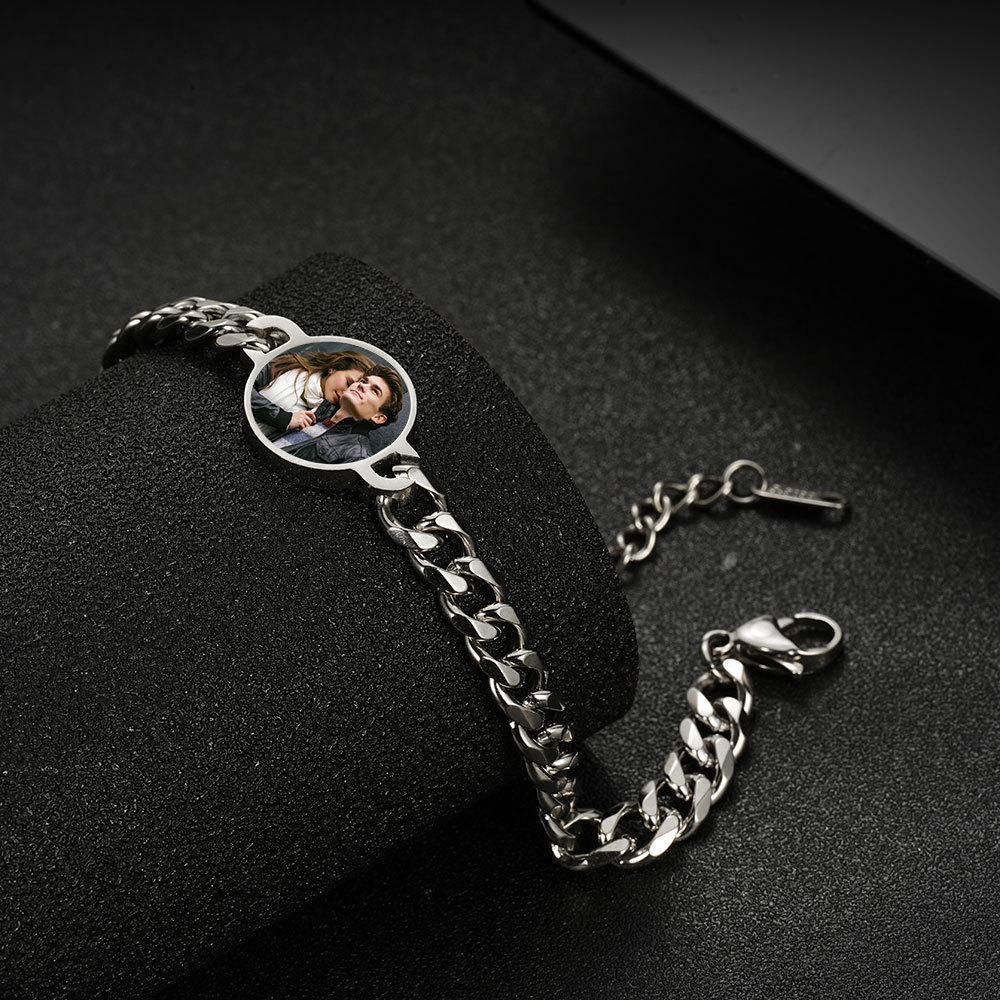 Custom Photo Bracelet Personalized Photo Bracelet with Temperature Sensitive Color Changing Feature Picture Cuban Link Bracele Valentine's Day Gifts - NameNecklaceAU