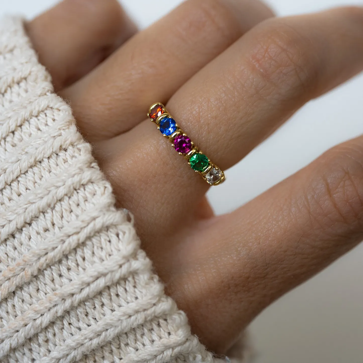 Personalized Birthstone Ring Custom Gemstone Ring Mothers Ring with Kids Birthstones Family Jewelry Gift for Mom - NameNecklaceAU