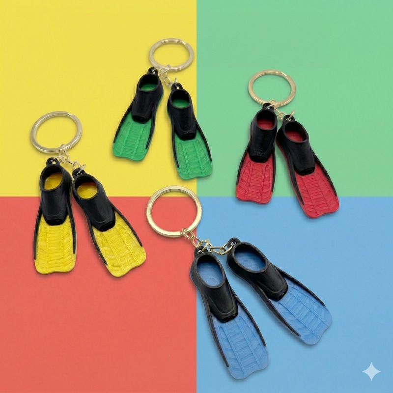 Mini Scuba Diving Flippers KeychainCreative Mini Swim Fins Keychain Ocean Diving Bag Pendant Ocean Lover Gift - NameNecklaceAU