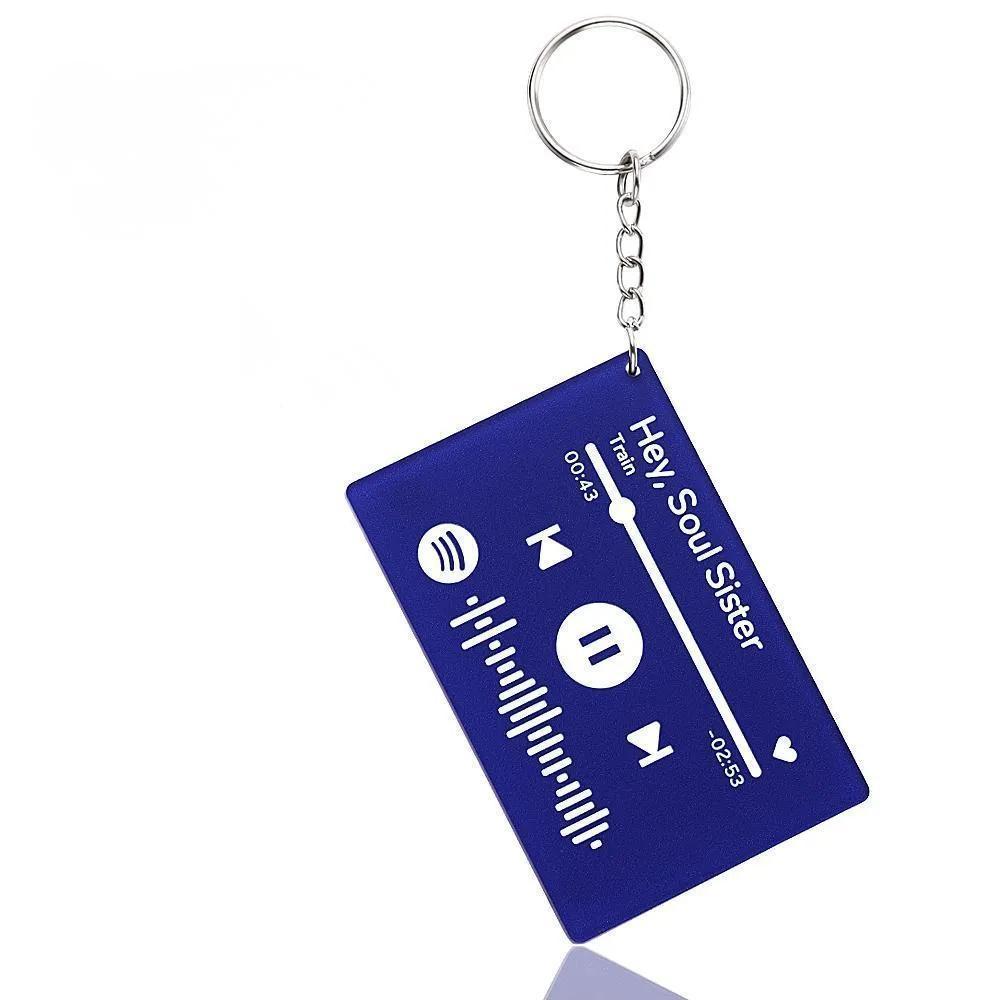 Custom Spotify Code Tape Keychain. Engraved Music Song Keychain Gifts for Him Blue