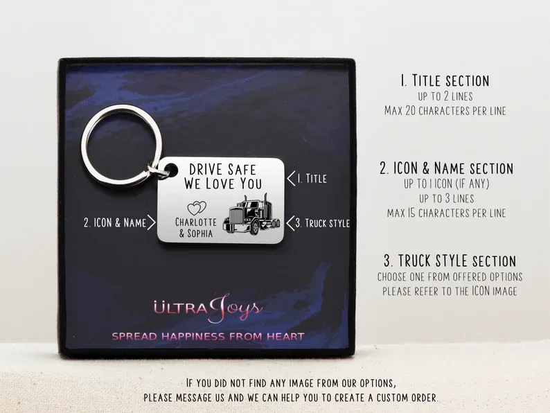 Custom Drive Safe Keychain, Truck Driver Keychain, personalized Trucker Keychain, Drive Safe Daddy Keychain, Gift for Truck Driver Gift for Dad - NameNecklaceAU