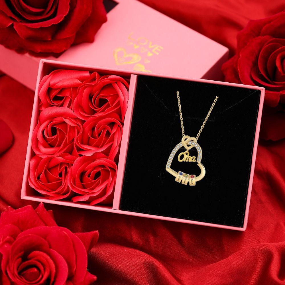 Custom Heart Necklace for Mom Personalized Mother's Heart Necklace Family Names & Birthstone Jewelry -  NameNecklaceUK