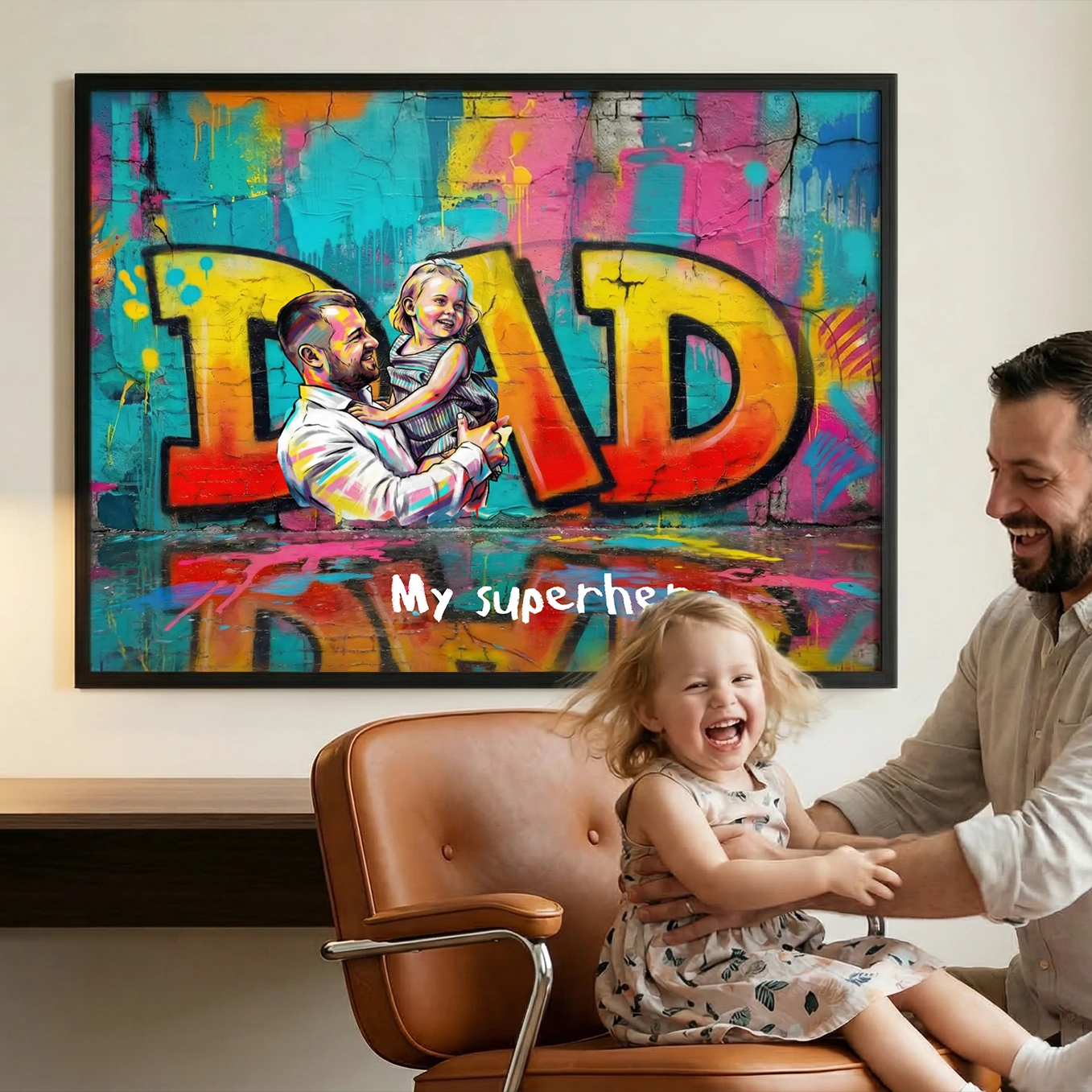 Personalized Photo Graffiti Poster Custom Photo Street Art Wall Decor Fathers Day Gift for Dad -  NameNecklaceUK