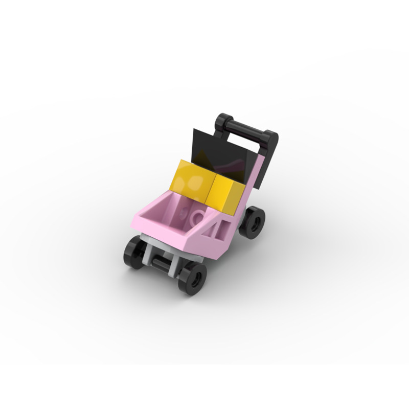 Spot standard building block assembly toy plastic pink stroller 1