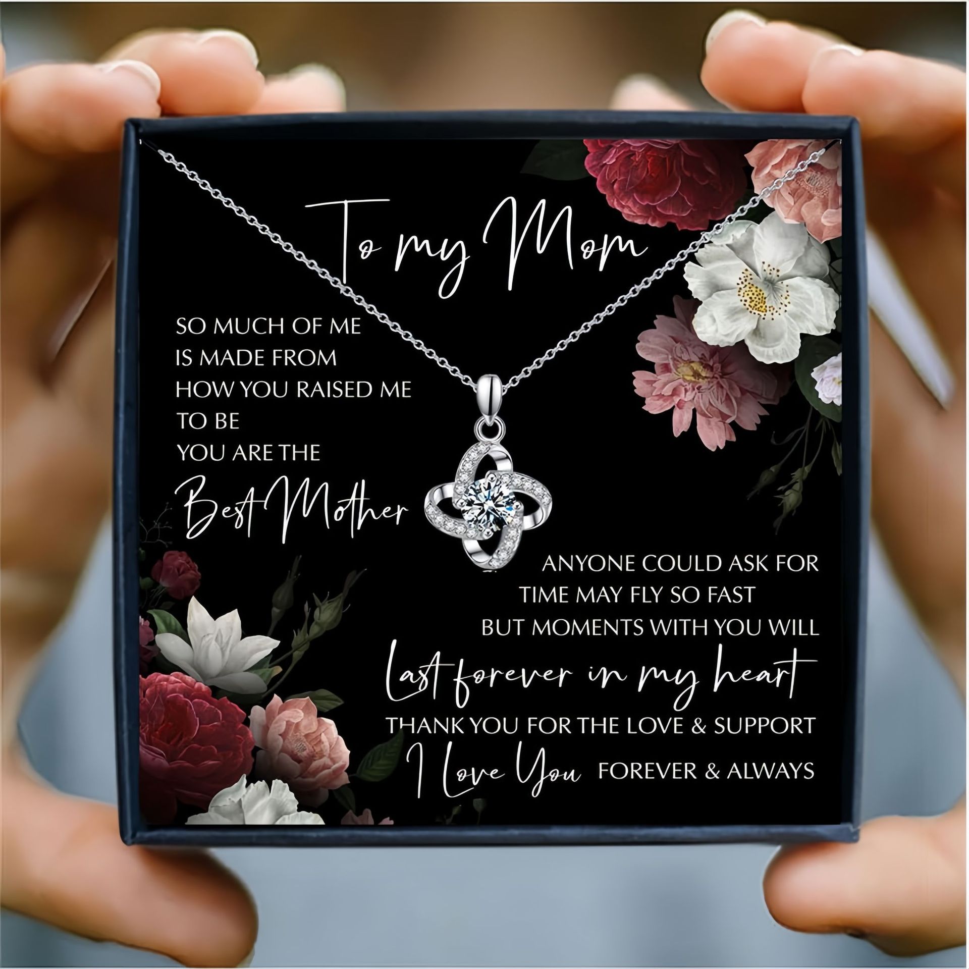 Mother's Day Gifts 925 Sterling Silver Lucky Clover Necklace for Mum with Cubic Zirconia and Gold Plating Elegant Four-Leaf Clover Pendant