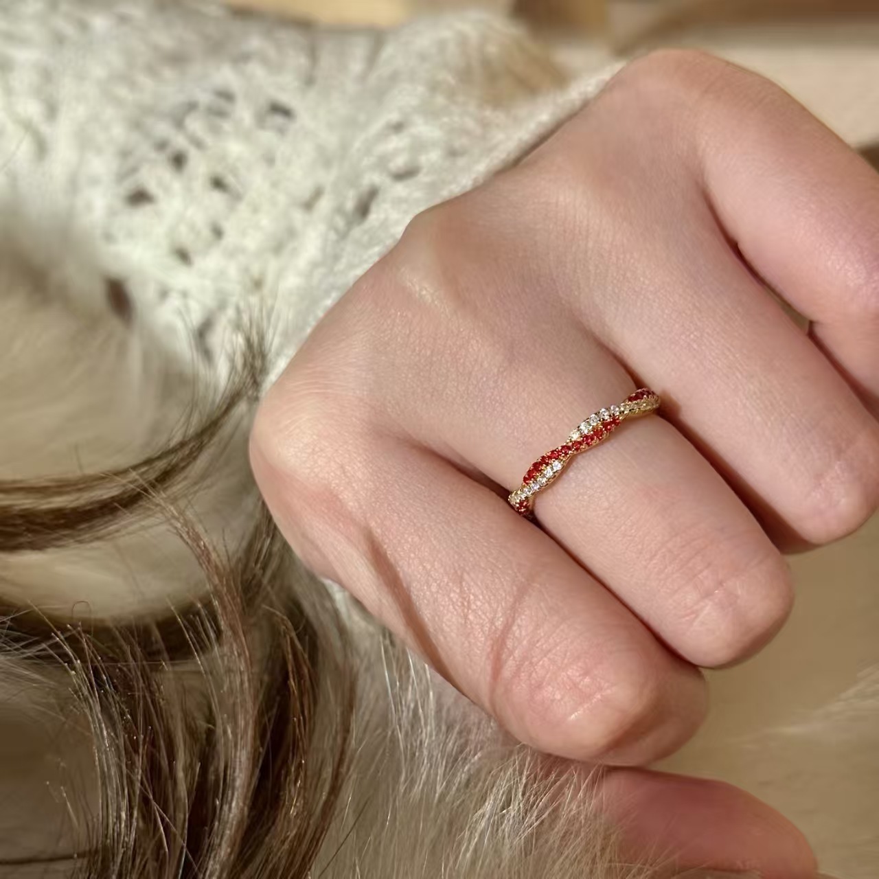 Personalized Two Birthstone Twisted Wave Ring Custom Wavy Promise Ring Interlocking Wave Gemstone Statement Ring -  NameNecklaceUK